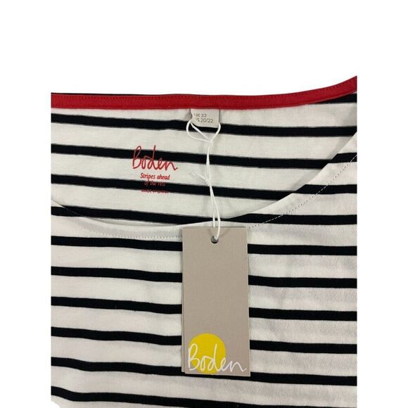 Boden Womens Top Shirt UK 22 US 20-22 White Black Striped Long Sleeve J0498 NWT - Picture 4 of 10